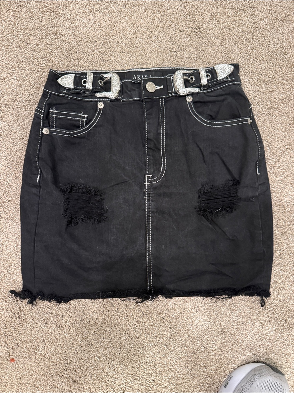 Akira black distressed mini skirt